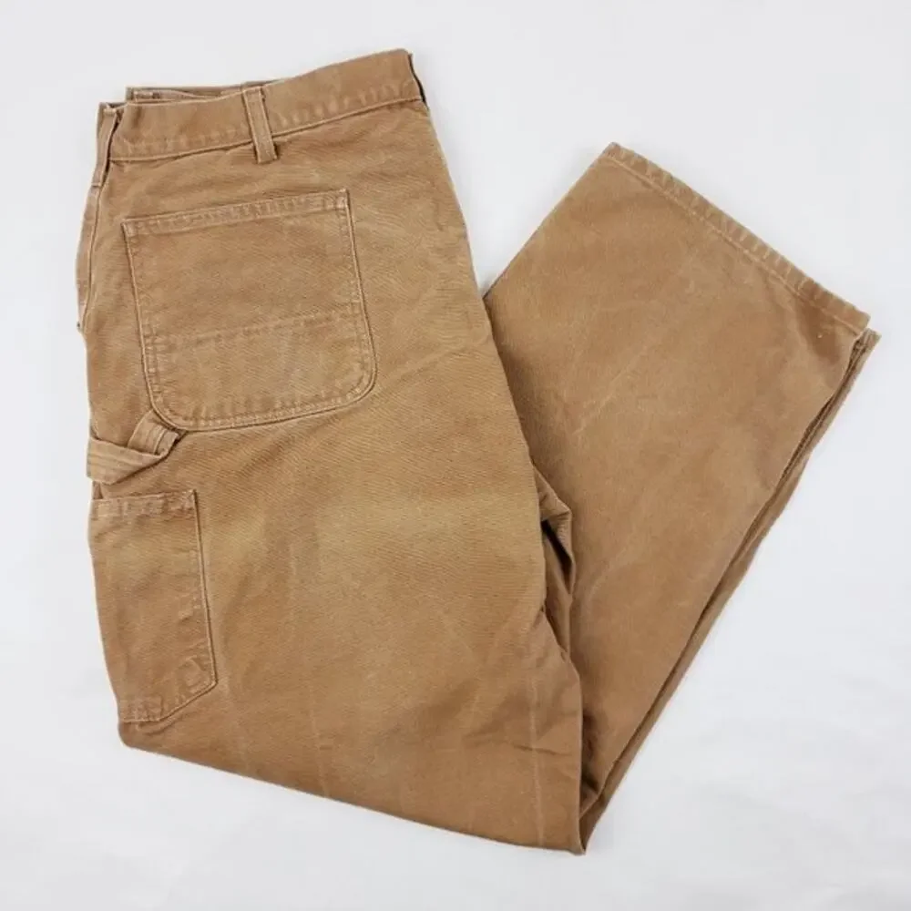 Carhartt B11 Washed Duck Work Dungaree Jeans Carpenter Style Brown Size 50 x 32 - Picture 5 of 8